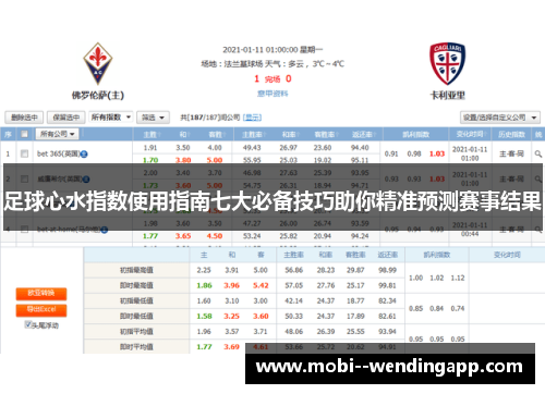 足球心水指数使用指南七大必备技巧助你精准预测赛事结果 足球心水指数使用指南七大必备技巧助你精准预测赛事结果