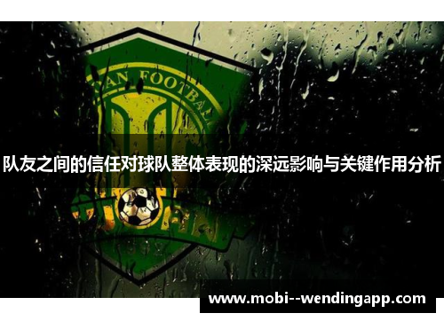 队友之间的信任对球队整体表现的深远影响与关键作用分析 队友之间的信任对球队整体表现的深远影响与关键作用分析